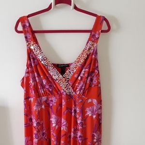 Orange & Fushia Sequin Trim Dress